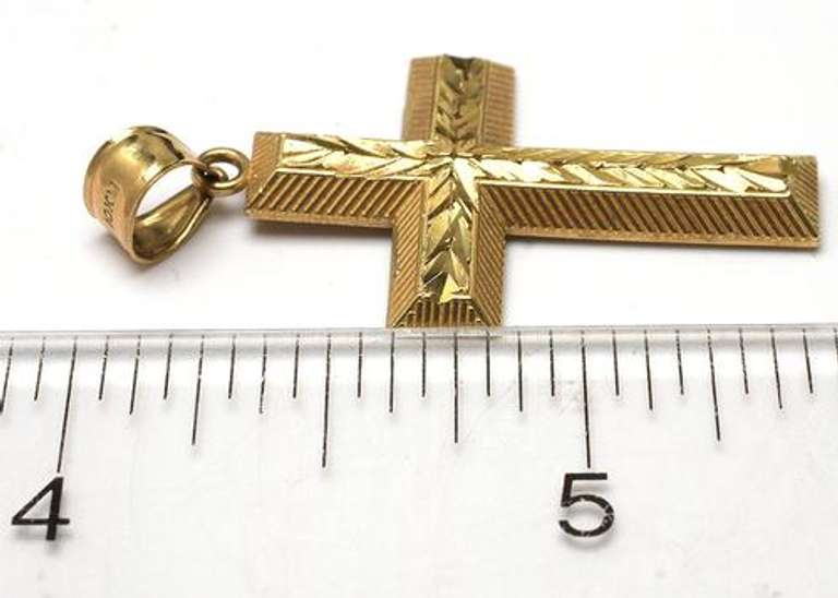 Elaborate Yellow Gold Cross Pendant