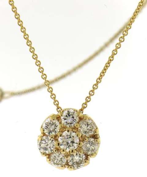 Fantastic Round Brilliant Cut Diamond Cluster Necklace