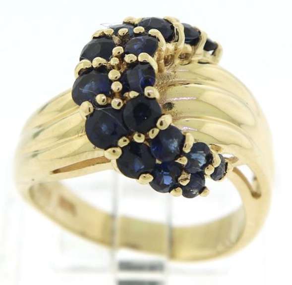 Gorgeous Sapphire Buckle Yellow Gold Ring