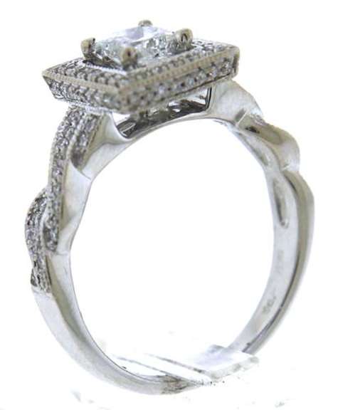 Impressive Princess Cut Center w Diamond Square Ring