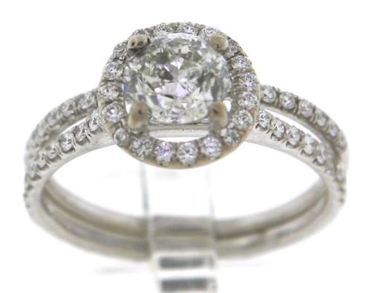 Spectacular RBC Center w Halo Diamond Bridal Set