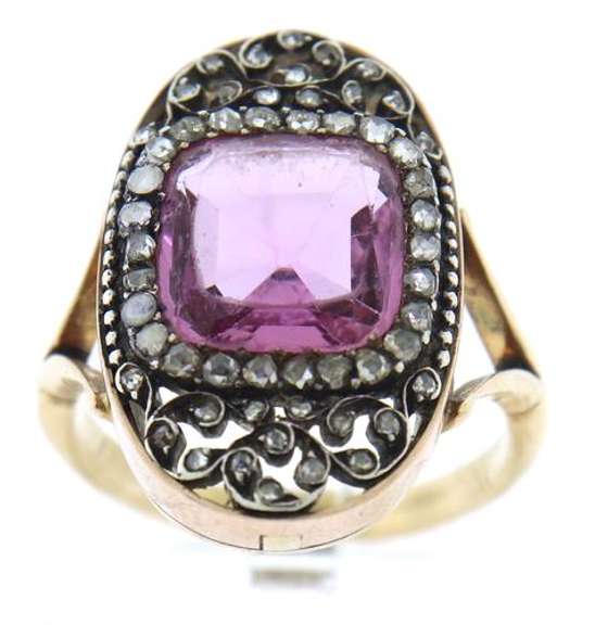Antique Oink Faux Spinel & Rose Cut Diamond Ring