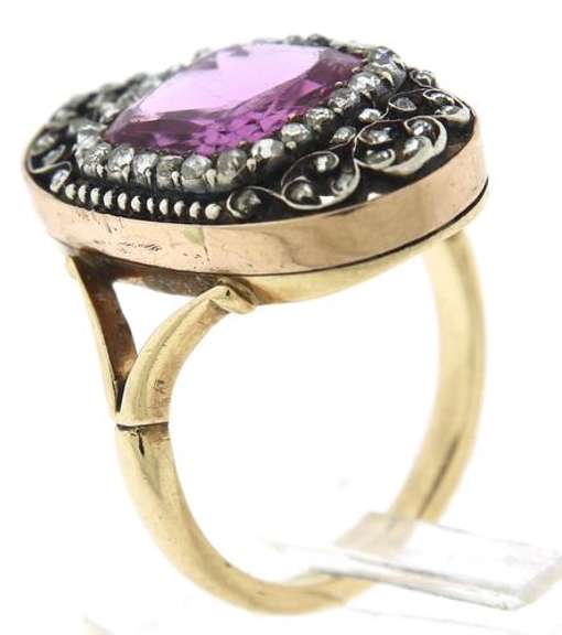 Antique Oink Faux Spinel & Rose Cut Diamond Ring