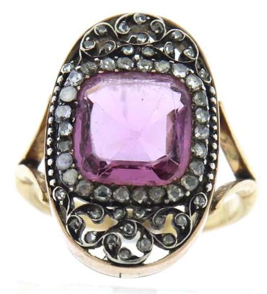 Antique Oink Faux Spinel & Rose Cut Diamond Ring