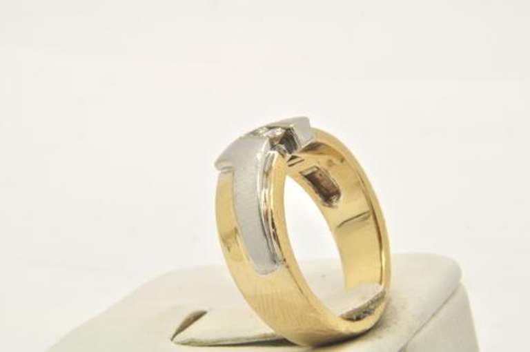 MENS WHITE AND YELLOW 14 KT DIAMOND BAND