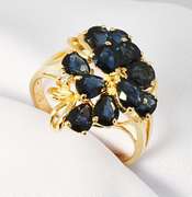 Artsy Sapphire and Diamond Ring in 14K YG