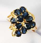 Artsy Sapphire and Diamond Ring in 14K YG
