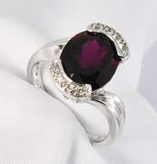 Stately Garnet and Diamond Ring in 14K WG