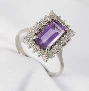 Formal Amethyst and Diamond Ring in 14K WG