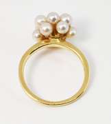 Lustrous Pearl Cluster Ring in 14K Yellow Gold