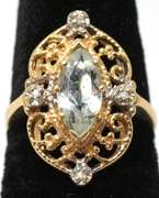 Vintage Aquamarine & Diamond Ring, 14KT