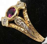 Vintage Ruby & Diamond Ring in 14KT