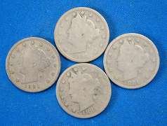 Better V Nickel Lot, 83 NC, 84 x2 and 94