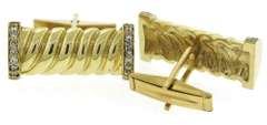 Debonair 18kt YG Diamond Cable Bar Cufflinks