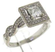 Impressive Princess Cut Center w Diamond Square Ring