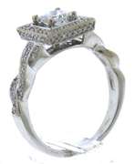 Impressive Princess Cut Center w Diamond Square Ring
