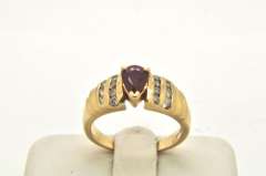 LADIES 14 KT GOLD RUBY AND DIAMOND RING