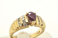 LADIES 14 KT GOLD RUBY AND DIAMOND RING