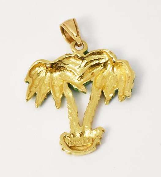 Enameled Palm Tree 14k Pendant