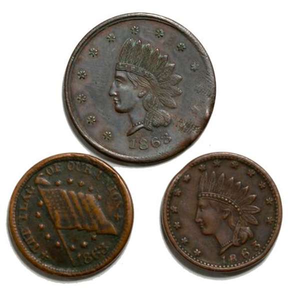 3 1863 Civil War Tokens