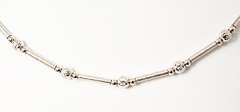 Stylish 14k WG Bar and Ball Necklace