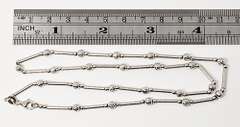 Stylish 14k WG Bar and Ball Necklace
