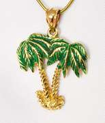 Enameled Palm Tree 14k Pendant