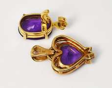 Pair of 14k Amethyst Pendants