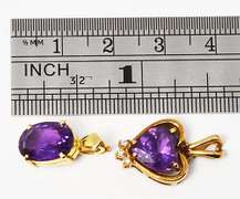 Pair of 14k Amethyst Pendants