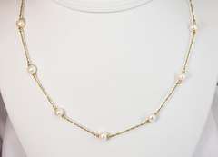 Yellow Gold & Pearl Tin Cup Necklace