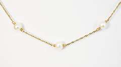 Yellow Gold & Pearl Tin Cup Necklace