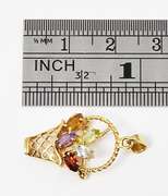 Colorful 14k Flower Basket Pendant or Pin