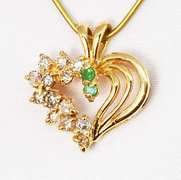 Lively 14k Emerald * Diamond Heart