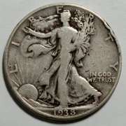 1938 D Semi Key Walking Liberty Half