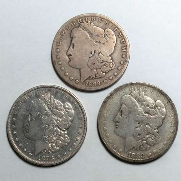 3 Circulated Morgan Dollars