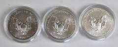 3 Burnished Unc Silver Eagles With Boxs And Papers