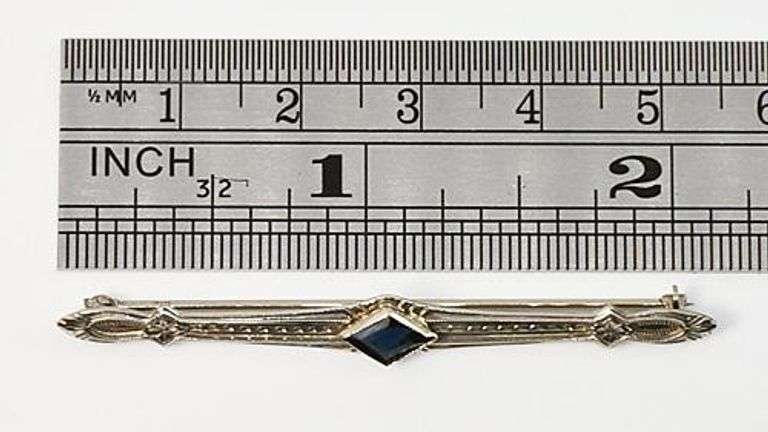 Tasteful White Gold & Sapphire Bar Pin