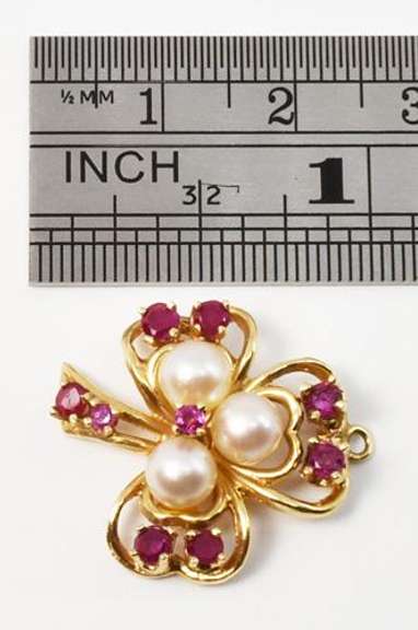 Ruby & Pearl Clover Charm or Pendant