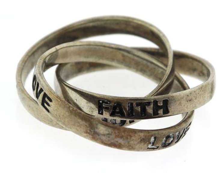 Sterling Silver Faith, Love and Hope Ring
