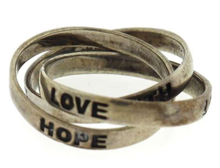Sterling Silver Faith, Love and Hope Ring