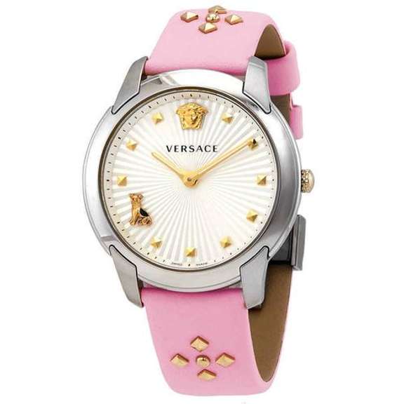 New Womens Versace Swiss w Pink Leather Strap