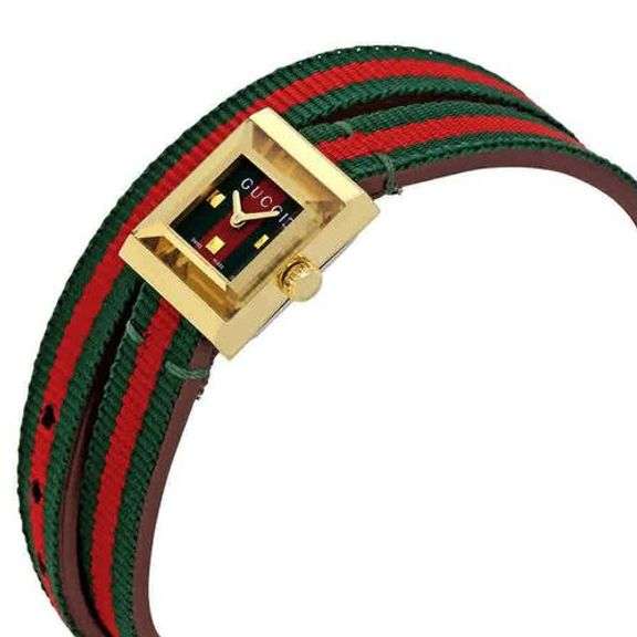 New Womens Gucci Swiss Green and Red Canvas Strap