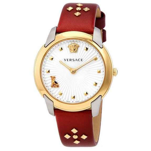 New Womens Versace Swiss w Brown Leather Strap