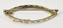 Unusual 14k WG Filigree Antique Brooch