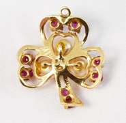 Ruby & Pearl Clover Charm or Pendant
