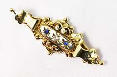 Ornate Sapphire & Diamond Bar Brooch