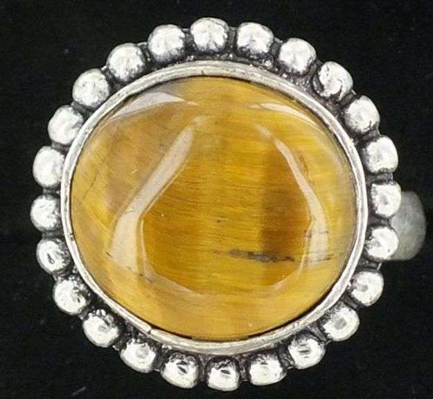Silver and Natural Stone Ring