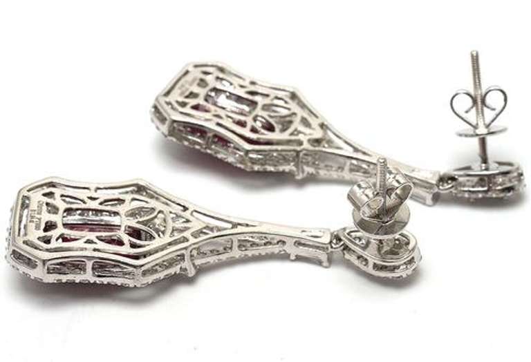 Rubellite & Diamond Dangle Earrings