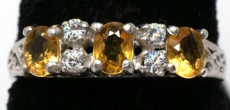 Citrine & CZ Sterling Silver Ring