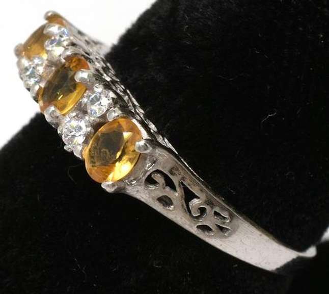 Citrine & CZ Sterling Silver Ring